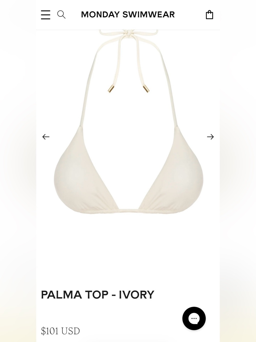 Monday Swimwear Palma Triangle Bikini Top - Ivory